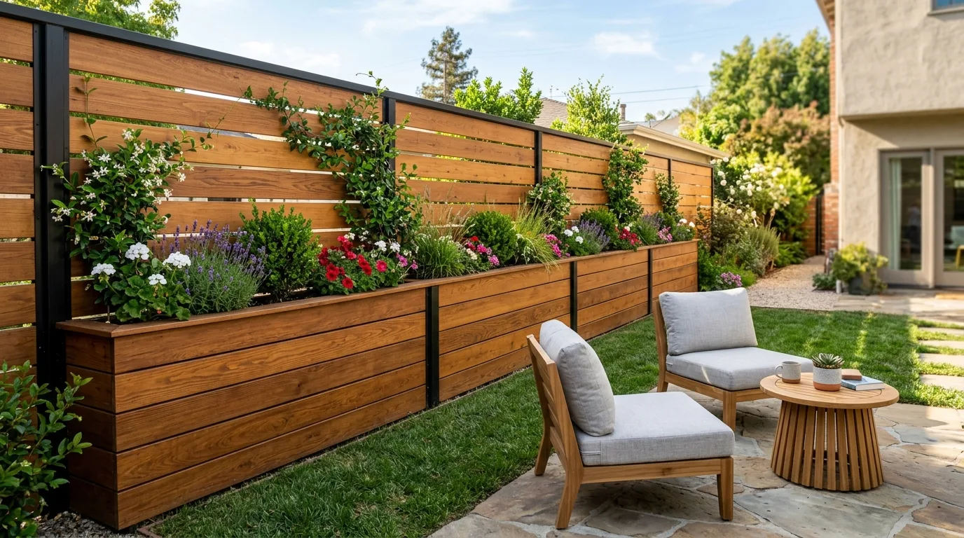 Fence with built in planters